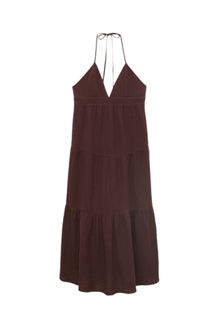 Robe coton décolleté en V - Chocolat