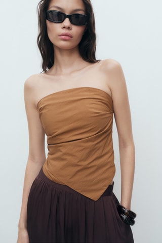 Haut bustier asymétrique - Marron