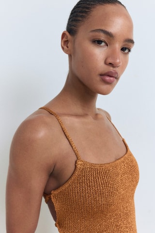 Robe Lurex dos croisé - Cuivre