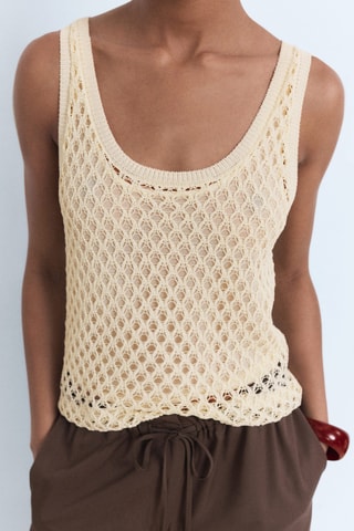 Top crochet bretelles - Écru