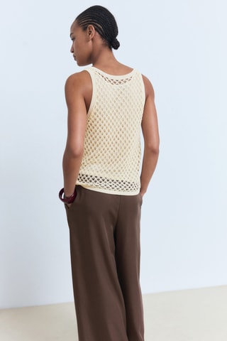 Top crochet bretelles - Écru