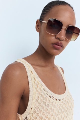 Top crochet bretelles - Écru
