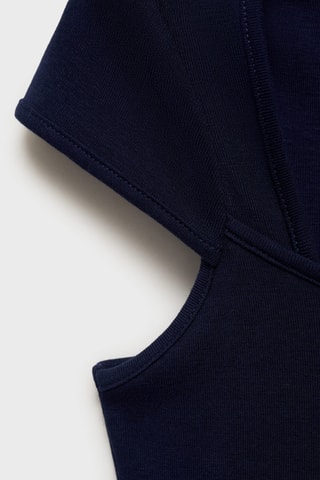 T-shirt en coton décolleté plongeant - Bleu Marine