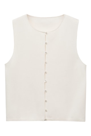 Gilet maille fine boutons - Blanc