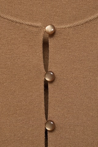 Gilet maille fine boutons - Marron