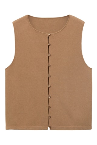 Gilet maille fine boutons - Marron