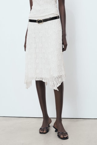 Jupe midi dentelle - Blanc