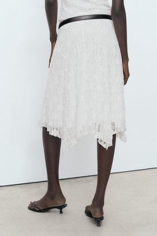Jupe midi dentelle - Blanc