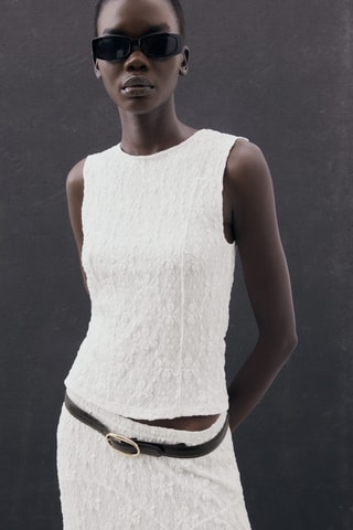 Jupe midi dentelle - Blanc