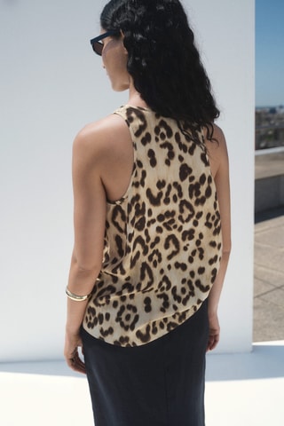 Top échancré léopard - Beige