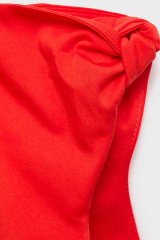 Robe froncée à col asymétrique - Corail