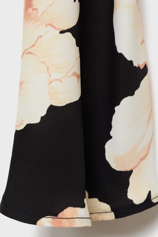 Robe manches évasées imprimé floral - Noir