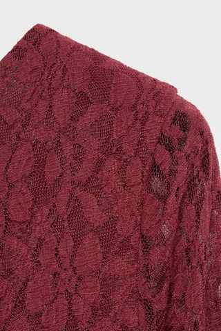 Robe dentelle manches évasées - Lie-de-vin