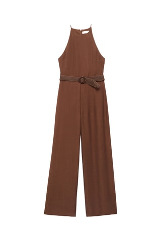 Combinaison plissée avec ceinture - Marron