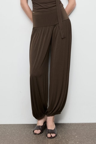 Pantalon ballon taille élastique - Marron