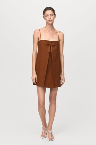 Robe col avec nœud - Marron