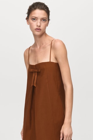 Robe col avec nœud - Marron