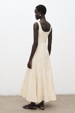 Robe combinée broderie à fleurs - Écru