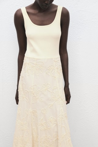 Robe combinée broderie à fleurs - Écru