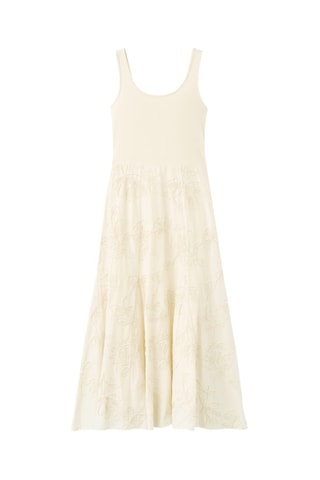 Robe combinée broderie à fleurs - Écru