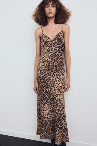 Robe léopard dos nu - Marron