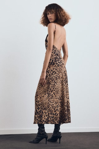 Robe léopard dos nu - Marron