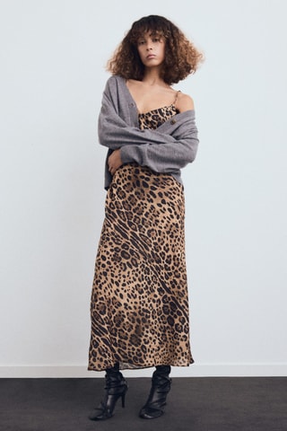 Robe léopard dos nu - Marron