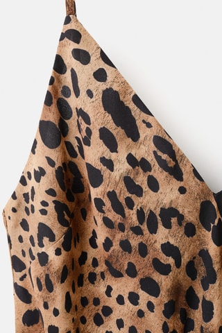 Robe léopard dos nu - Marron