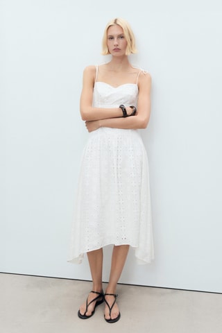 Robe midi ajourée - Blanc