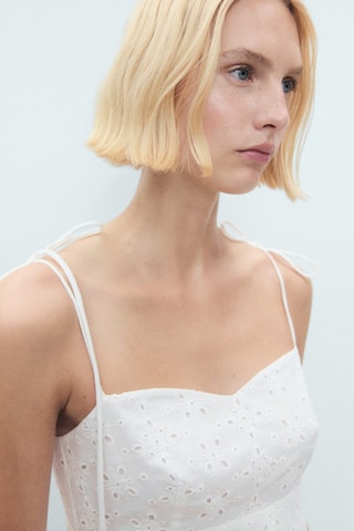Robe midi ajourée - Blanc