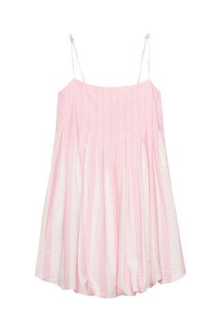 Robe coupe ballon à rayures - Rose Pastel