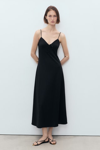 Robe longue encolure nœud - Noir