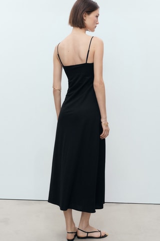 Robe longue encolure nœud - Noir