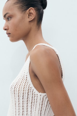 Top crochet bretelles - Blanc Cassé
