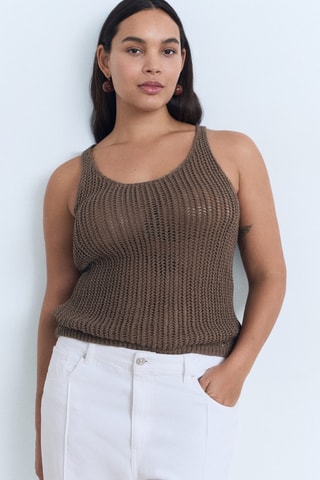 Top crochet bretelles - Marron