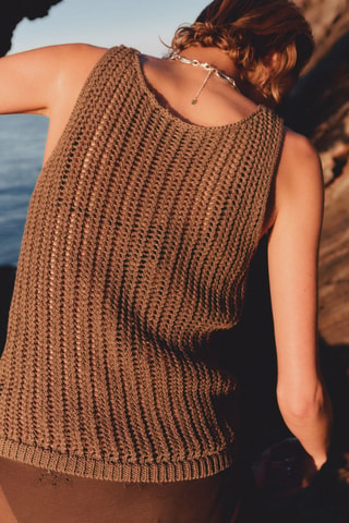 Top crochet bretelles - Marron
