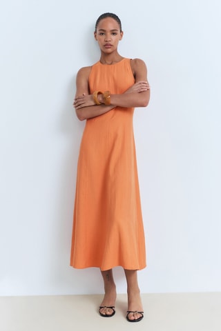 Robe midi évasée - Saumon