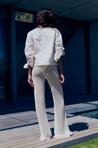 Pantalon crochet flare - Blanc Cassé