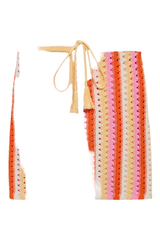 Jupe en crochet à rayures bicolore - Rose