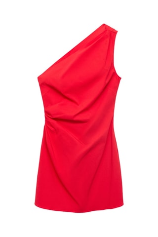 Robe asymétrique froncée - Rouge