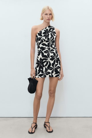 Robe asymétrique froncée - Noir