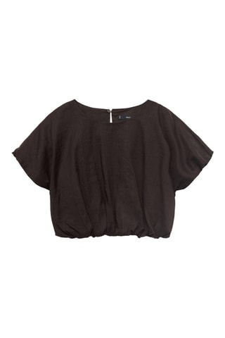 Chemisier en ramie court bouffant - Marron