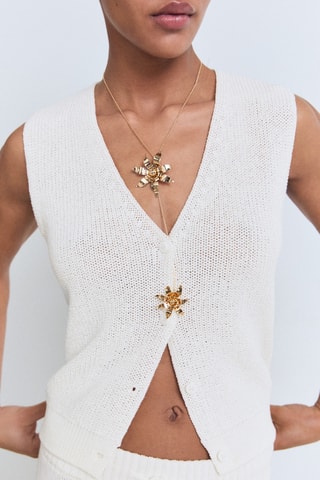 Gilet maille ajourée - Blanc