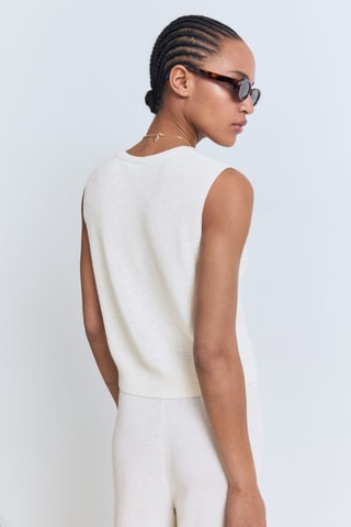 Gilet maille ajourée - Blanc