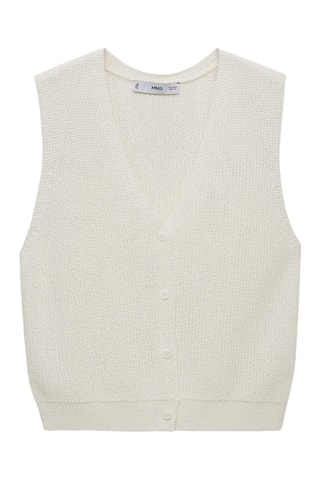 Gilet maille ajourée - Blanc
