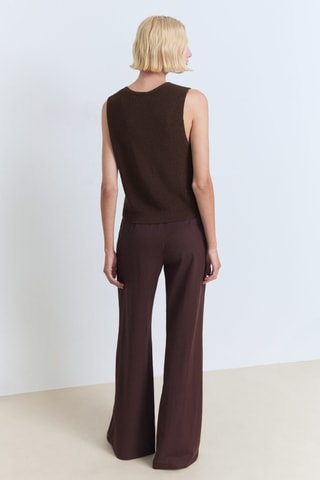 Gilet maille ajourée - Chocolat
