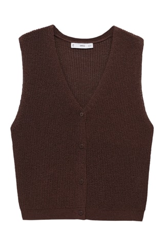 Gilet maille ajourée - Chocolat