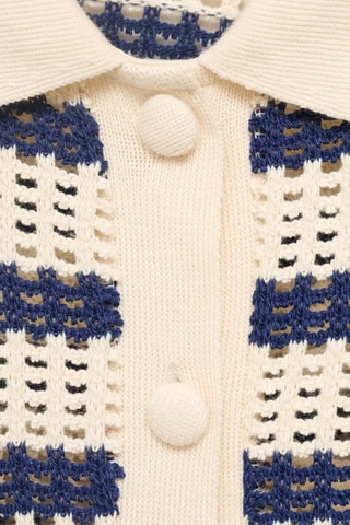 Cardigan rayures manches courtes - Bleu Marine