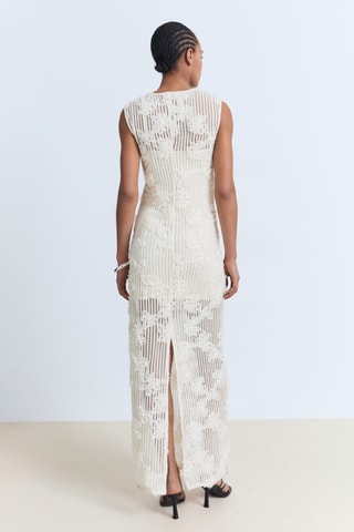 Robe crochet fleurs - Écru