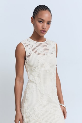 Robe crochet fleurs - Écru
